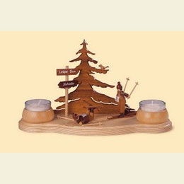 Tealight - Candle Holder Cross Country Skiing  -  15cm / 6 inches