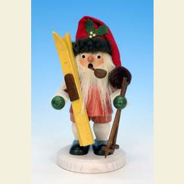 Smoker Santa Claus with Ski - 18,5cm / 7 inch