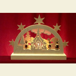 Mini Schwibbogen  -  Seiffener Kirche  -  23 x 15 x 4,5cm