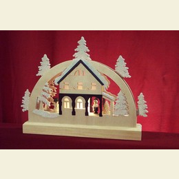 Mini Schwibbogen  -  Umgebindehaus  -  23x15x4,5cm