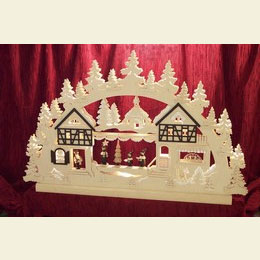 3D - Doppelschwibbogen  -  Seiffener Weihnachtsmarkt  -  74 x 47 x 5,5cm