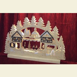 3D - Doppelschwibbogen  -  Seiffener Weihnachtsmarkt  -  42 x 30 x 4,5cm