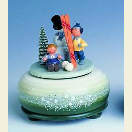 Spieldose Winterfreuden Ski  -  14cm