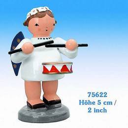 Angel with red - white Drum   -  5cm / 2 inch