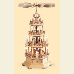3 - st�ckige Pyramide  -  Waldmotiv  -  63cm  -  230 V Elektromotor