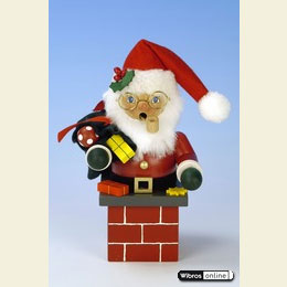 R�ucherm�nnchen Weihnachtsmann auf Kamin rot  -  18,5cm