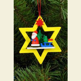 Santa Claus in yellow Star - 6,8 / 7,8cm - 12 pcs. / 3 x 3 inch
