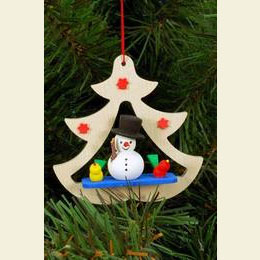 Snowman im Tree  -  7,2 / 7,1cm  -  12 pcs. / 3 x 3 inch