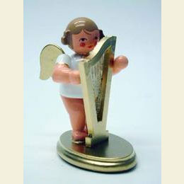 Angel white/gold with Harp  -  6,0cm / 2 inch