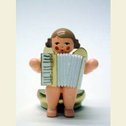 Engel wei�/gold sitzend mit Ziehharmonika  -  5,5cm