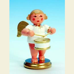 Engel wei�/gold mit Flachtrommel  -  6,0cm