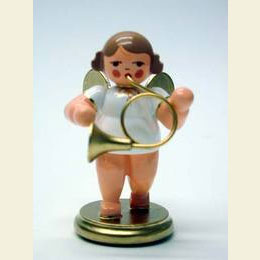Engel wei�/gold mit Waldhorn  -  6,0cm