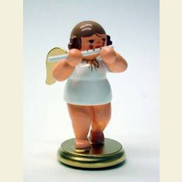 Engel wei�/gold mit Querfl�te  -  6,0cm