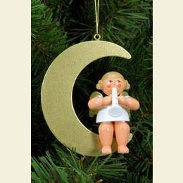 Angel and Moon in gold Clarinet  -  8,0cm / 3 inch