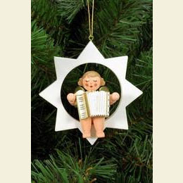 Angel and Star with Concertina  -  8,5cm / 3 inch
