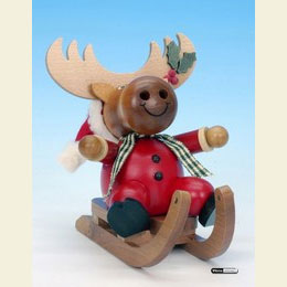 Smoker Moose on Sleigh  -  12cm / 5 inches
