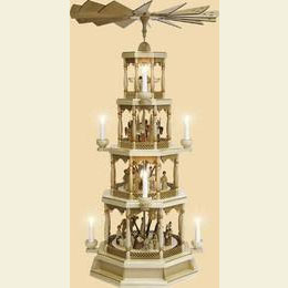 4 - stöckige Pyramide Christi Geburt - natur - 100cm