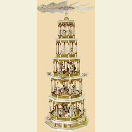 5 - tier Pyramid Nativity Scene - natural wood - 48 inch - 123cm