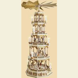 5 - stöckige Pyramide Christi Geburt - natur - 123cm