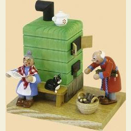 Smoker Smoking oven Grandmother and Grandfather  -  4 inch  -  10cm