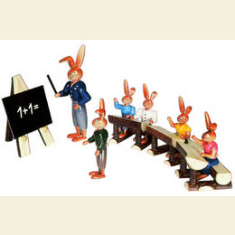 Hasenschule - 5 Kinder und Lehrer - 11cm