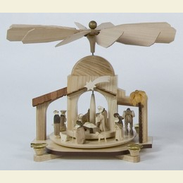 1 - tier pyramid  -  Nativity Scene carved  -  30cm / 12 inch