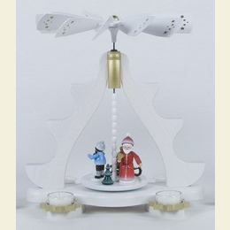 1 - tier pyramid  -  for tealights  -  Winterkinder white  -  36cm / 14 inch