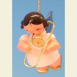Angel with trombone - Blue Wings - floating - 5,5cm / 2,1 inch