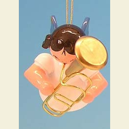 Angel with baritone  -  Blue Wings  -  floating  -  5,5cm / 2,1 inch