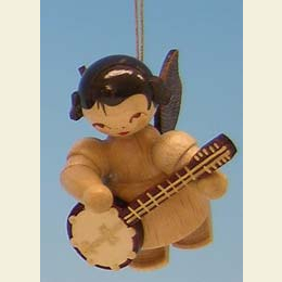 Engel mit Banjo  -  natur  -  schwebend  -  5,5cm