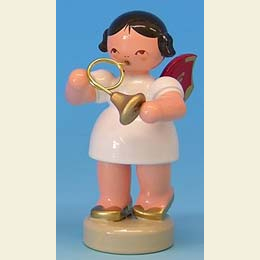 Engel mit Waldhorn  -  Rote Fl�gel  -  stehend  -  6cm