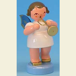 Engel mit Trompete  -  Blaue Fl�gel  -  stehend  -  6cm