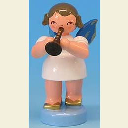Angel with flute  -  Blue Wings  -  standing  -  6cm / 2,3 inch