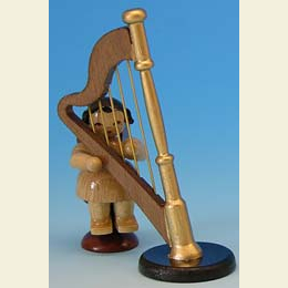 Engel mit Harfe  -  natur  -  sitzend  -  6cm