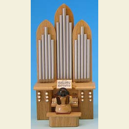 Engel an der Orgel mit Spielwerk "Stille Nacht"  -  natur  -  stehend  -  6cm