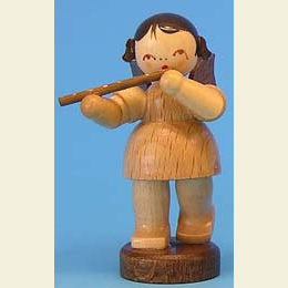 Angel with German flute  -  natural colors  -  standing  -  6cm / 2,3 inch