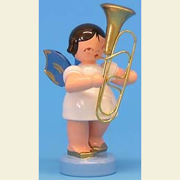Angel with baritone  -  Blue Wings  -  standing  -  6cm / 2,3 inch