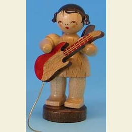 Angel with electric guitar  -  natural colors  -  standing  -  6cm / 2,3 inch