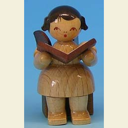 Angel with book  -  natural colors  -  sitting  -  5cm / 2 inch