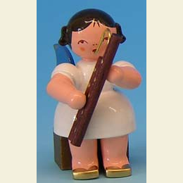Angel with bassoon  -  Blue Wings  -  sitting  -  5cm / 2 inch