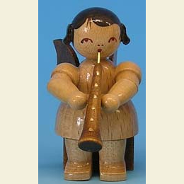 Angel with oboe  -  natural colors  -  sitting  -  5cm / 2 inch