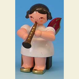 Angel with clarinet  -  Red Wings  -  sitting  -  5cm / 2 inch