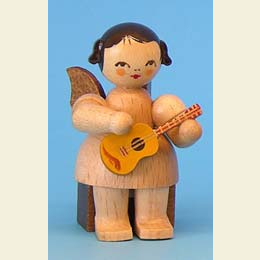 Engel mit Ukulele  -  natur  -  sitzend  -  5cm