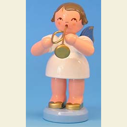 Angel with trumpet  -  Blue Wings  -  standing  -  9,5cm / 3,7 inch