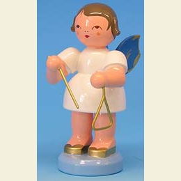 Angel with triangle  -  Blue Wings  -  standing  -  9,5cm / 3,7 inch