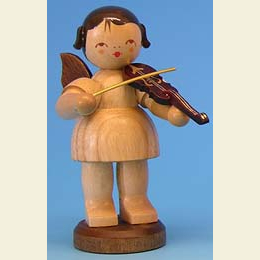 Angel with violin - natural colors - standing - 9,5cm / 3,7 inch
