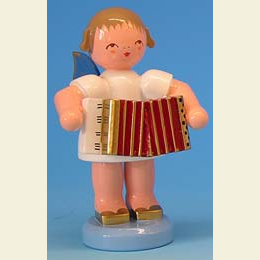 Angel with accordion  -  Blue Wings  -  standing  -  9,5cm / 3,7 inch