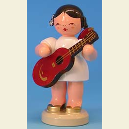 Angel with guitar  -  Red Wings  -  standing  -  9,5cm / 3,7 inch