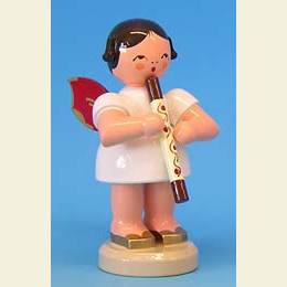 Angel with didgeridoo  -  Red Wings  -  standing  -  9,5cm / 3,7 inch