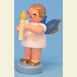 Engel mit Kerze  -  Blaue Fl�gel  -  stehend  -  6cm